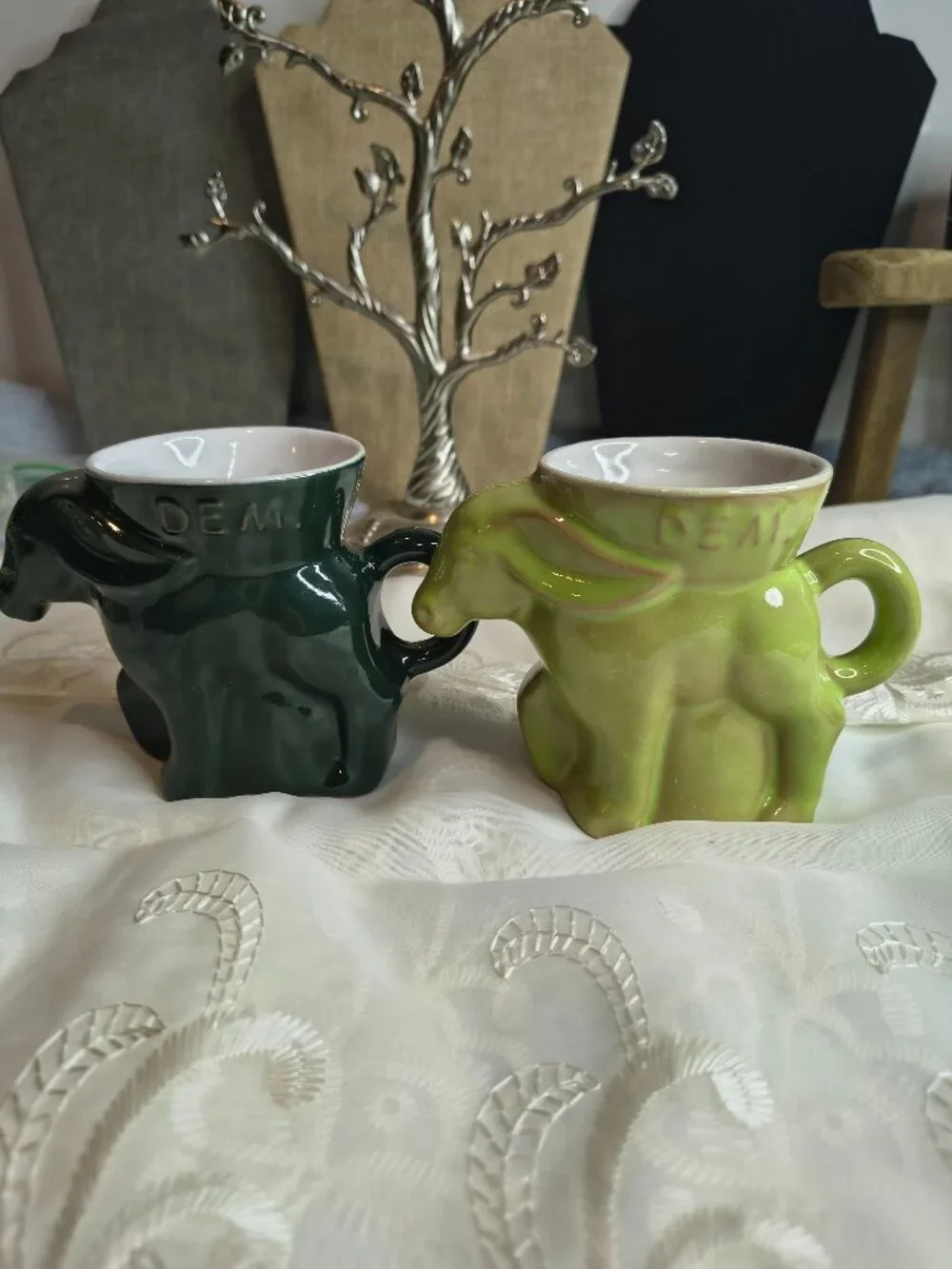 Francoma 1981 and 1993 Dem. Donkey Mugs